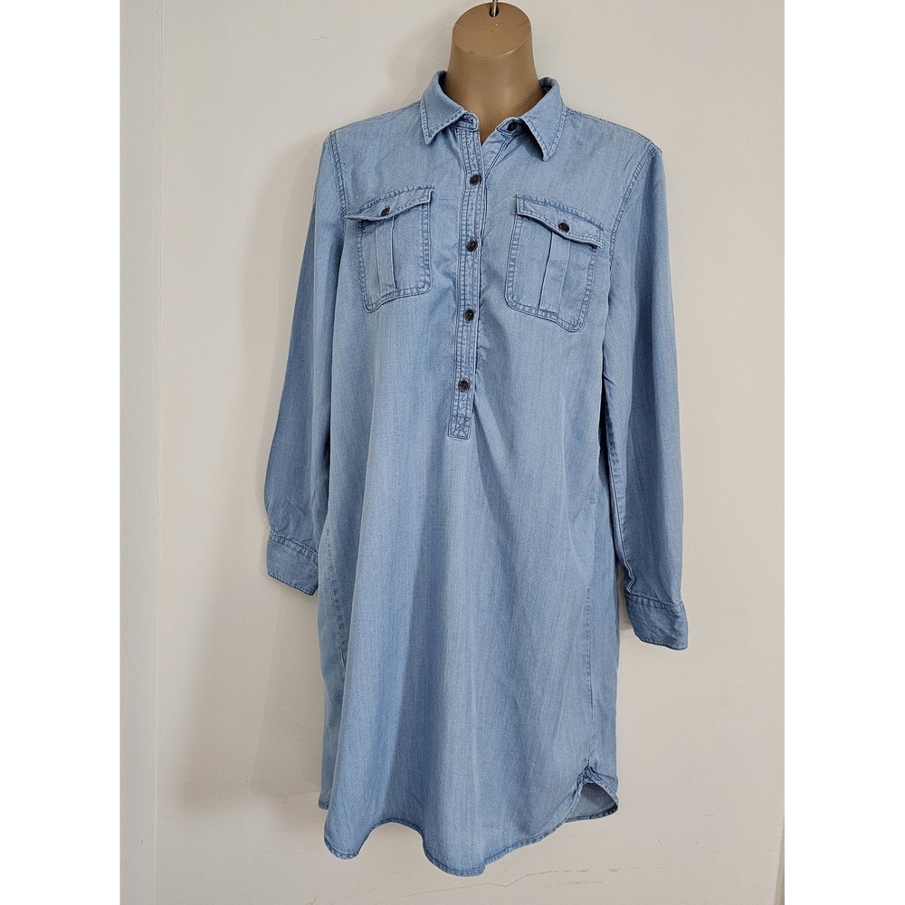 Chaps‎ Denim Blue Jean Shirt Dress Tunic Size L